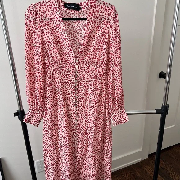 Red Floral Silk Dress by Realisation - Picture 1 of 8